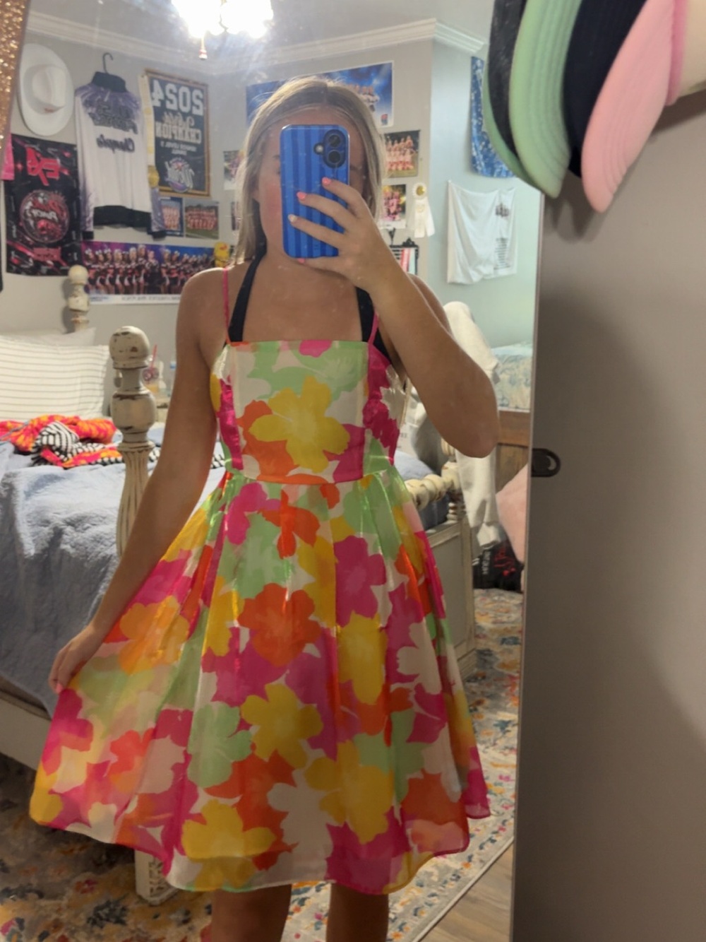 Peach Love California Bright Neon Floral Dress